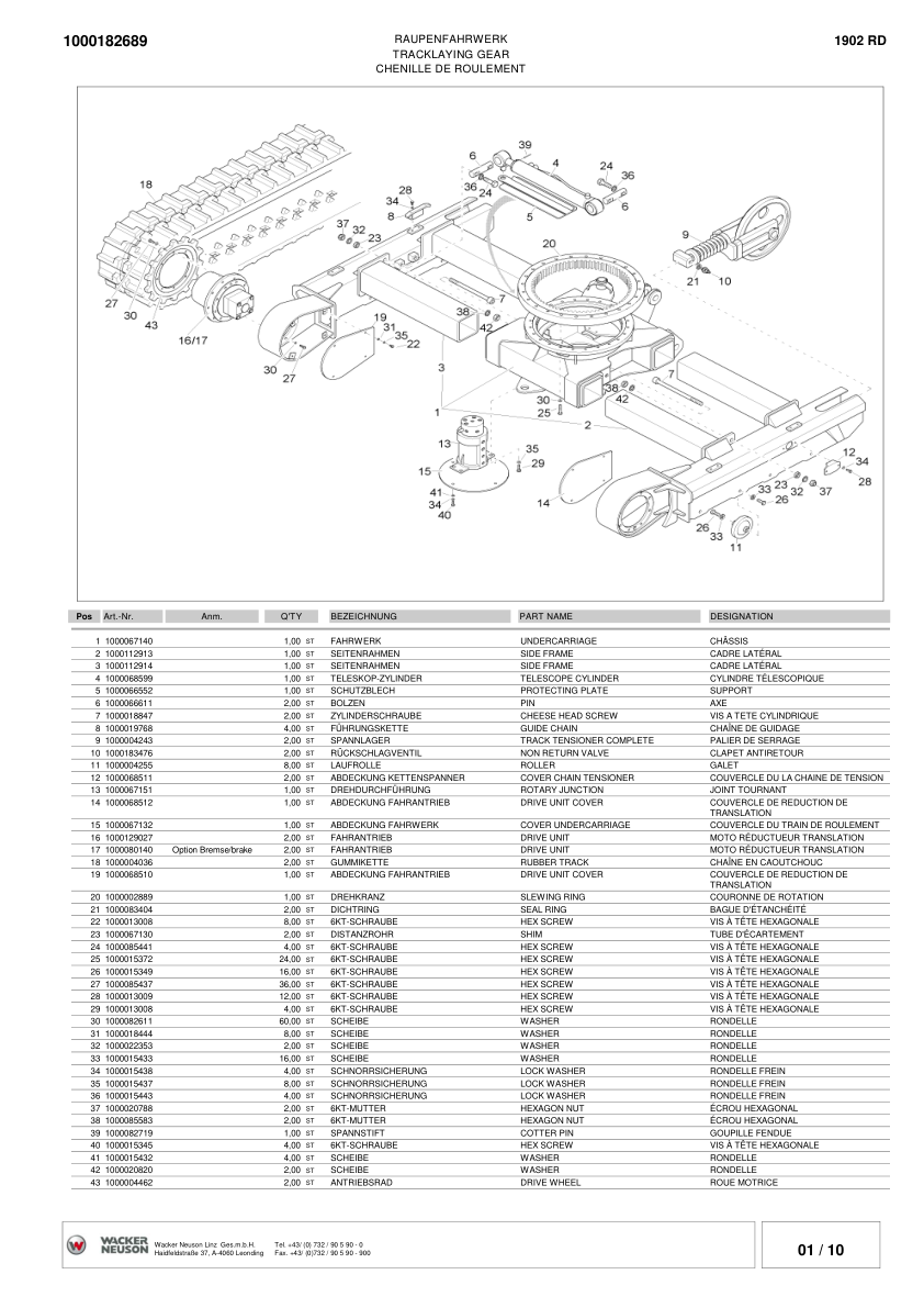 Wacker Neuson 1902RD Crawler Excavator Parts Catalog Rev 05-2010 - Image 10