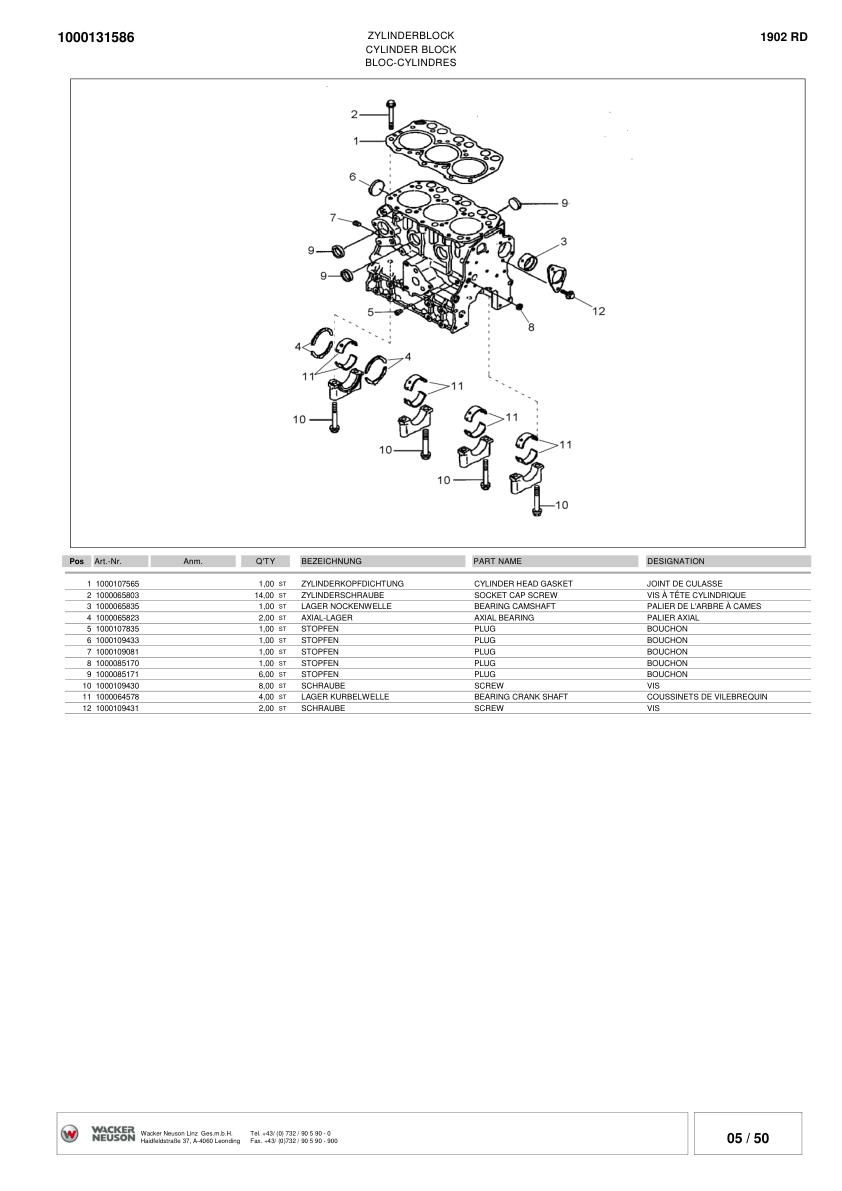 Wacker Neuson 1902RD Crawler Excavator Parts Catalog Rev 05-2010 - Image 12