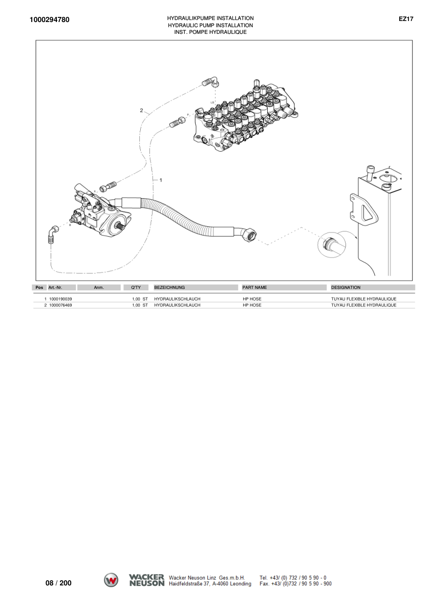 Wacker Neuson EZ17 Mini Excavator Parts Manual - Image 13