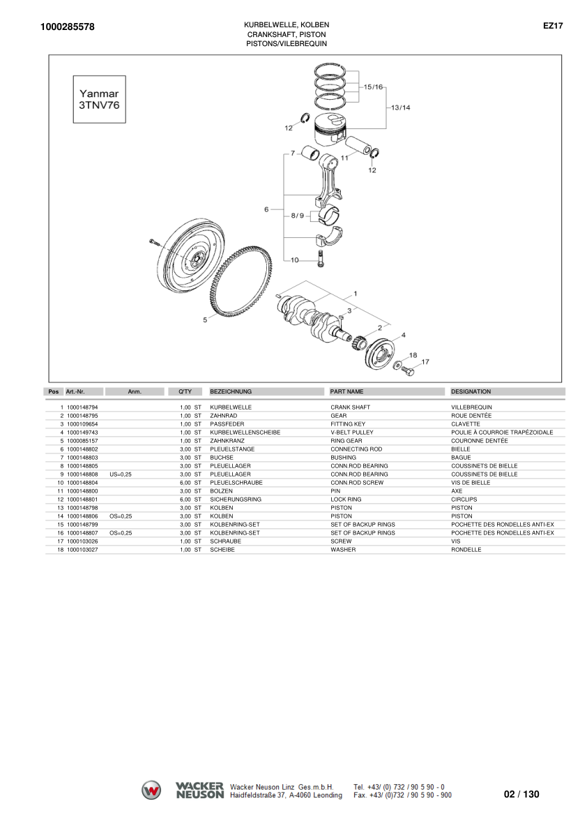 Wacker Neuson EZ17 Mini Excavator Parts Manual - Image 10