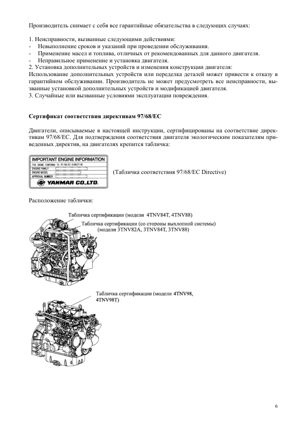 Yanmar 3TNV82A 3TNV84T 3TNV88 4TNV84T 4TNV88 4TNV98 4TNV98T Engine Operation Manual RU - Image 7