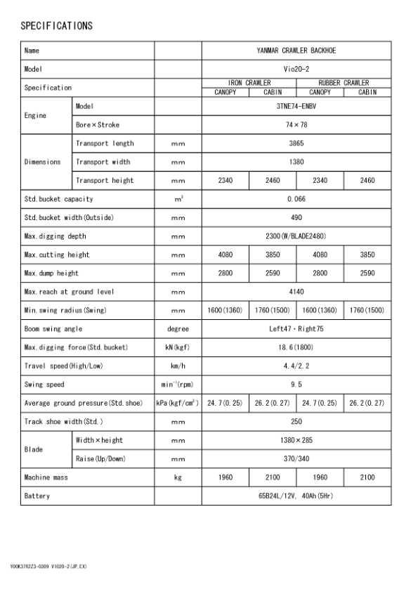 Yanmar VIO20-2 Excavator Parts Manual Wiring Diagram - Image 4