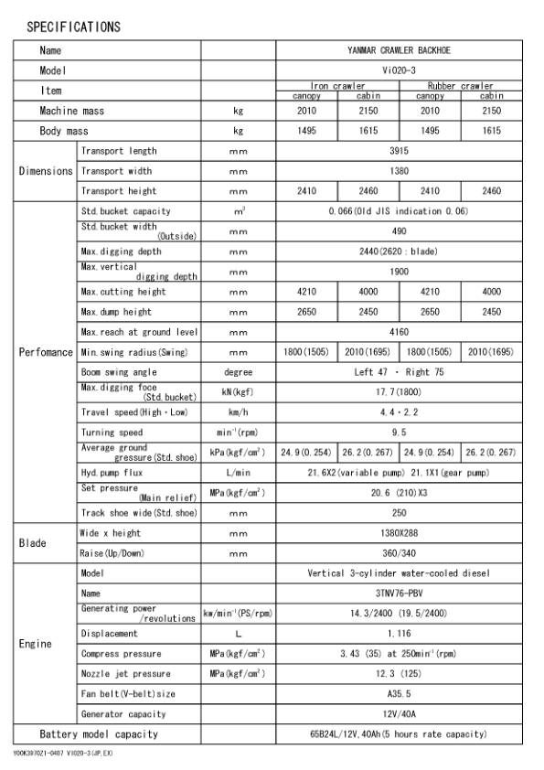 Yanmar VIO20-3 Excavator Parts Manual Wiring Diagram - Image 4