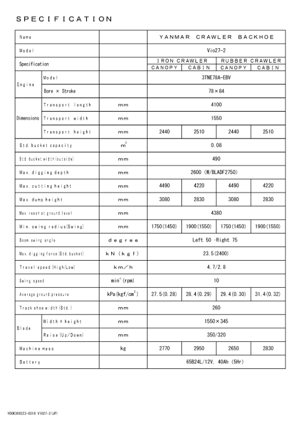 Yanmar VIO27-2 Excavator Parts Manual Wiring Diagram - Image 4