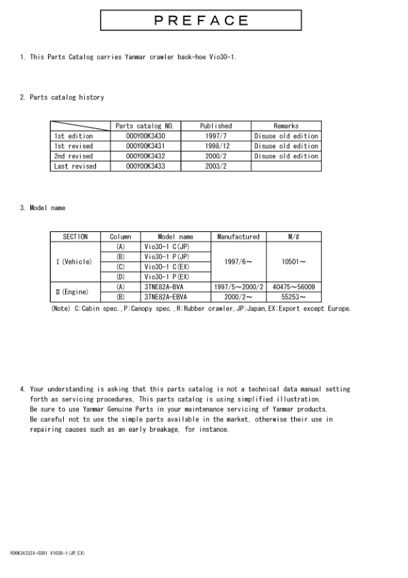 Yanmar VIO30-1 Excavator Parts Manual Wiring Diagram - Image 2