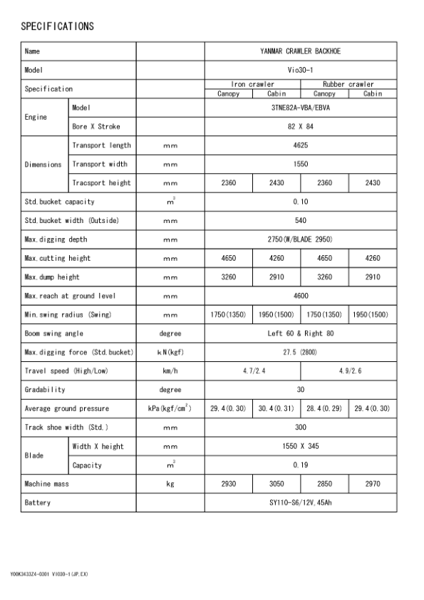 Yanmar VIO30-1 Excavator Parts Manual Wiring Diagram - Image 3