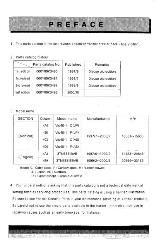 Yanmar VIO40-1 Excavator Parts Manual Wiring Diagram - Image 2