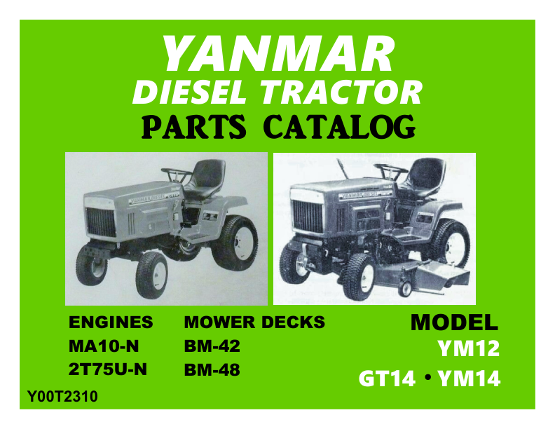 Yanmar YM12 YM14 GT14 Tractors Parts Manual - Image 2