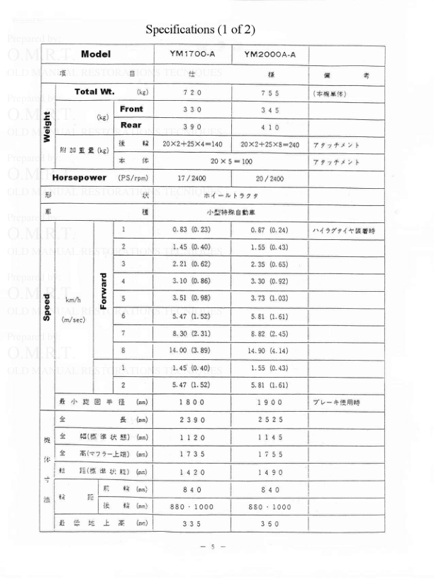 Yanmar YM1700 YM2000 Tractors Parts Manual Wiring Diagram - Image 4