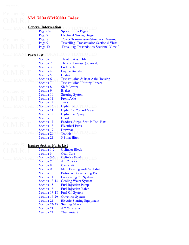 Yanmar YM1700 YM2000 Tractors Parts Manual Wiring Diagram - Image 3