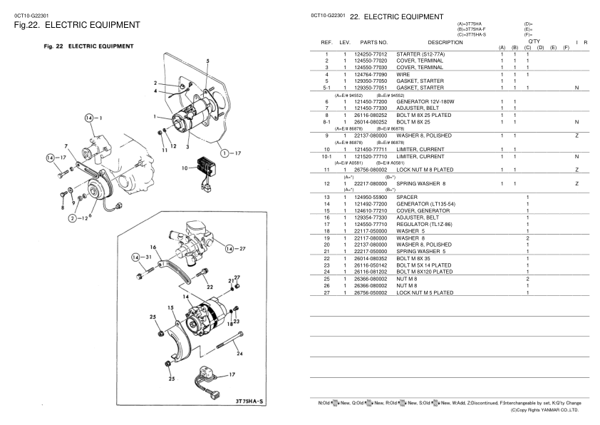 Yanmar YM226 Tractor Parts Manual Electrical Wiring DIagram - Image 9