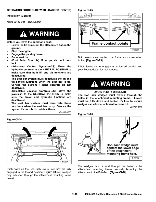 Bobcat 406 506 Backhoe Operation and Maintenance Manual - Image 8
