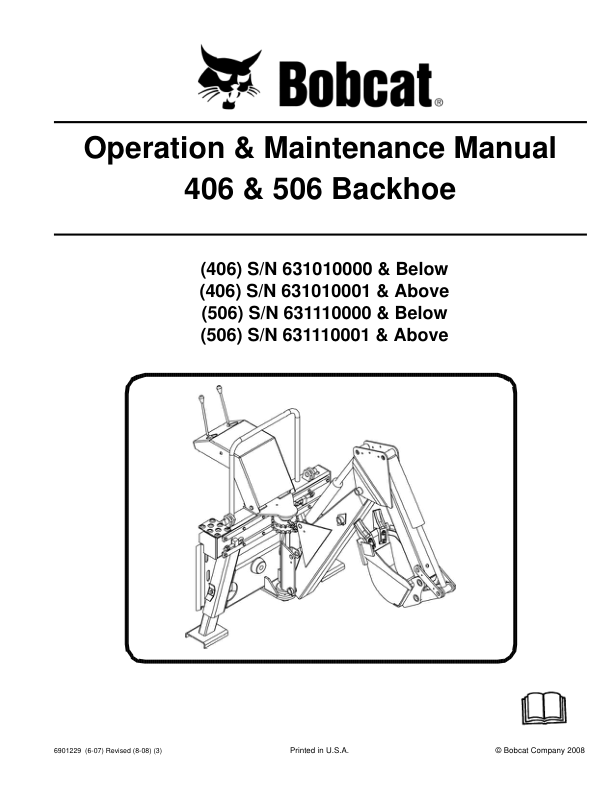 Bobcat 406 506 Backhoe Operation and Maintenance Manual - Image 2