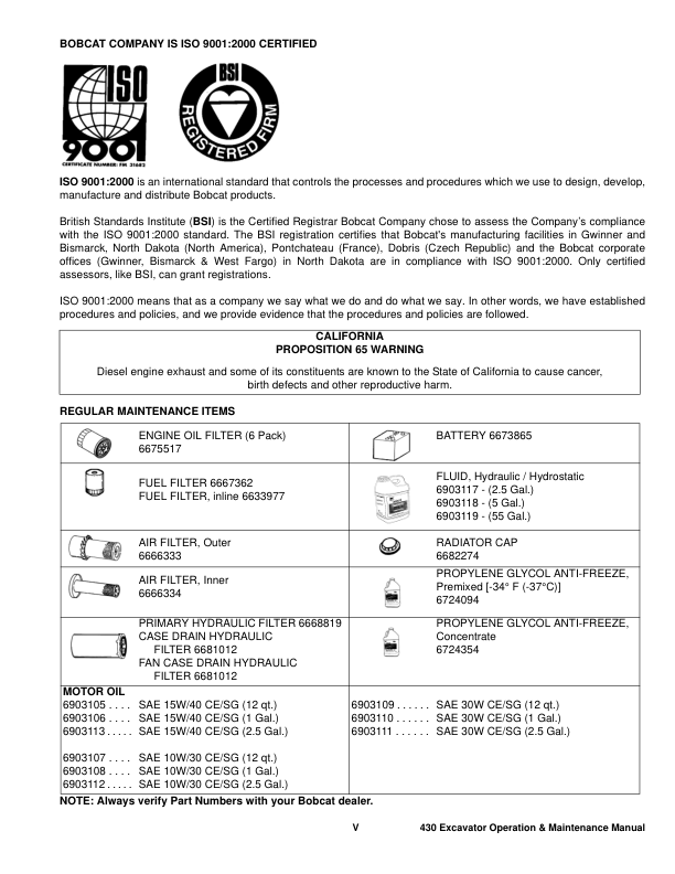 Bobcat 430 Excavator Operation and Maintenance Manual 5625 5627 5629 5630 - Image 11