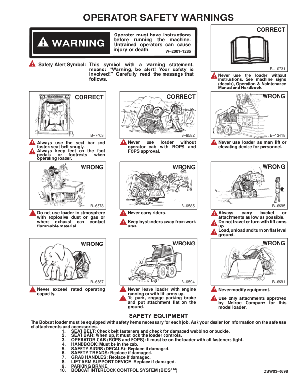 Bobcat 450 Skid Steer Loader Operation and Maintenance Manual - Image 3