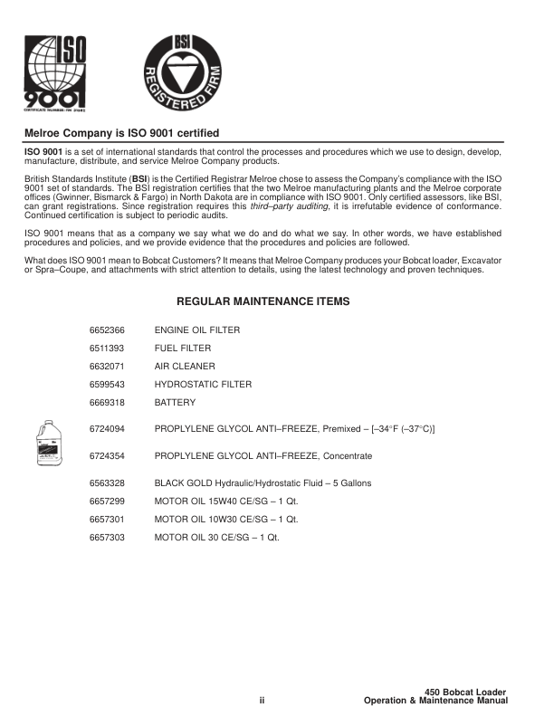 Bobcat 450 Skid Steer Loader Operation and Maintenance Manual - Image 5