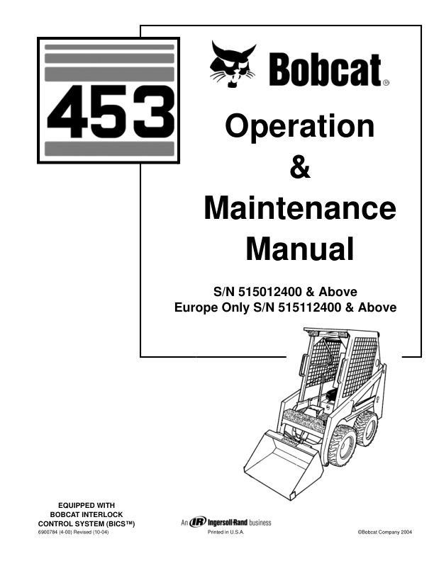 Bobcat 453 Skid Steer Loader Operation and Maintenance Manual 5150 1551 2004y - Image 2