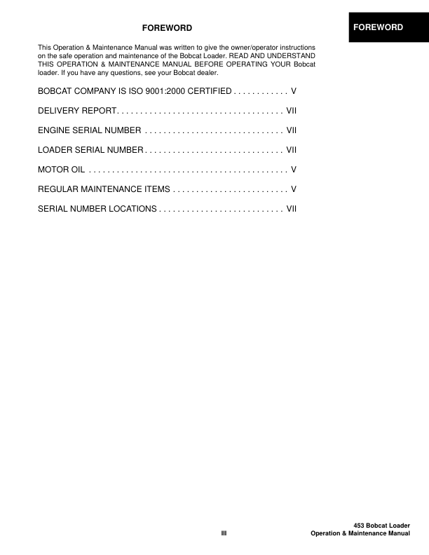 Bobcat 453 Skid Steer Loader Operation and Maintenance Manual 5150 1551 2004y - Image 5