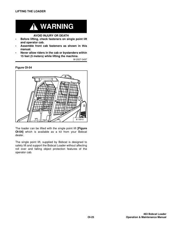 Bobcat 463 Skid Steer Loader Operation and Maintenance Manual 5389 5390 - Image 8