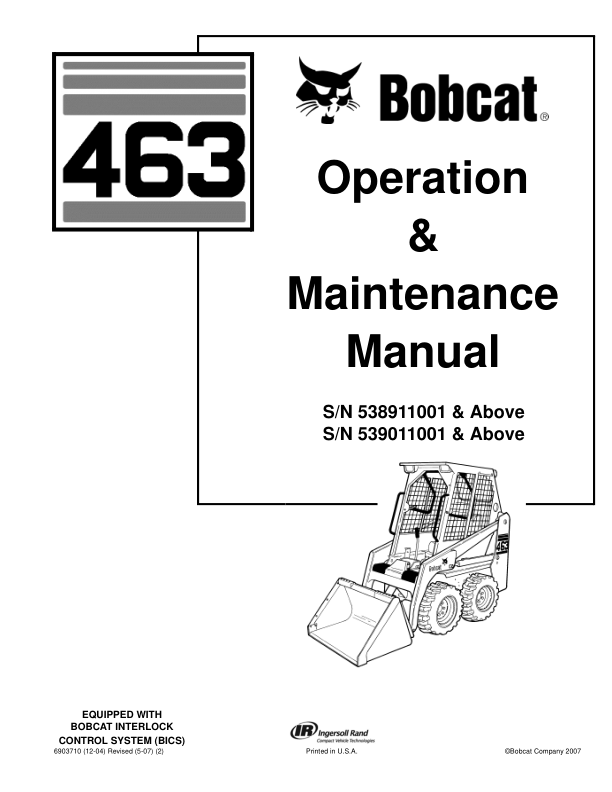 Bobcat 463 Skid Steer Loader Operation and Maintenance Manual 5389 5390 - Image 2
