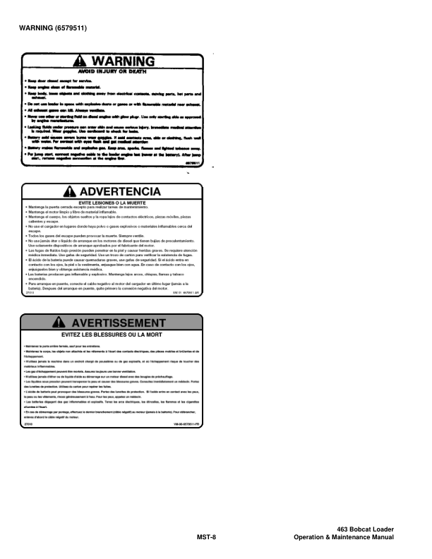 Bobcat 463 Skid Steer Loader Operation and Maintenance Manual 5389 5390 - Image 12