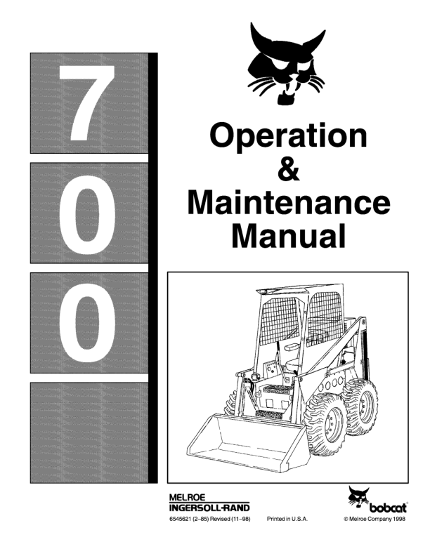 Bobcat 700 Skid Steer Loader Operation and Maintenance Manual - Image 2