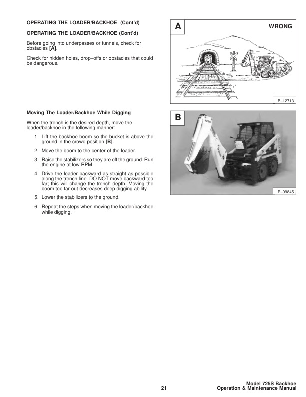 Bobcat 725S Backhoe Operation and Maintenance Manual - Image 11