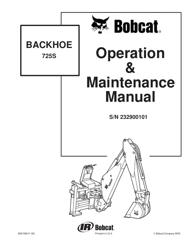Bobcat 725S Backhoe Operation and Maintenance Manual - Image 2