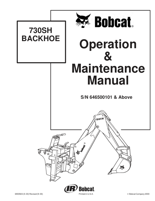 Bobcat 730SH Backhoe Operation and Maintenance Manual - Image 2