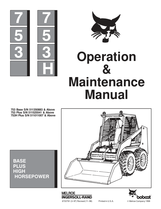 Bobcat 753 753H PlusSkidsteer Loader Operation and Maintenance Manual - Image 2