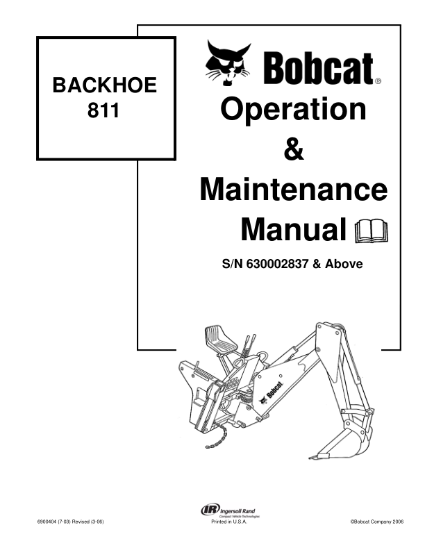 Bobcat 811 Backhoe Operation and Maintenance Manual 630002837 and Above - Image 2