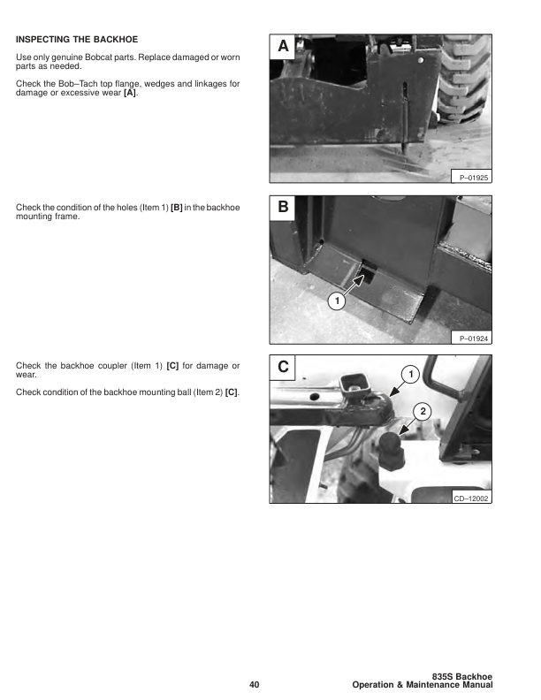 Bobcat 835S Backhoe Operation and Maintenance Manual - Image 11