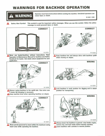 Bobcat 911B 914B 937S Backhoe Operation and Maintenance Manual ...