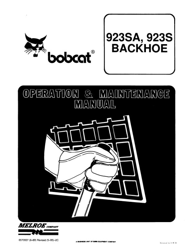 Bobcat 923SA 923S Backhoe Operation and Maintenance Manual - Image 2