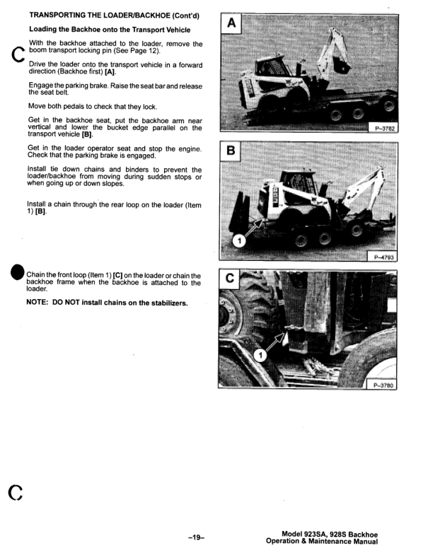 Bobcat 923SA 923S Backhoe Operation and Maintenance Manual - Image 8