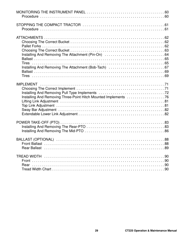 Bobcat CT225 Compact Tractor Operation and Maintenance Manual ABFJ AU NZ - Image 10