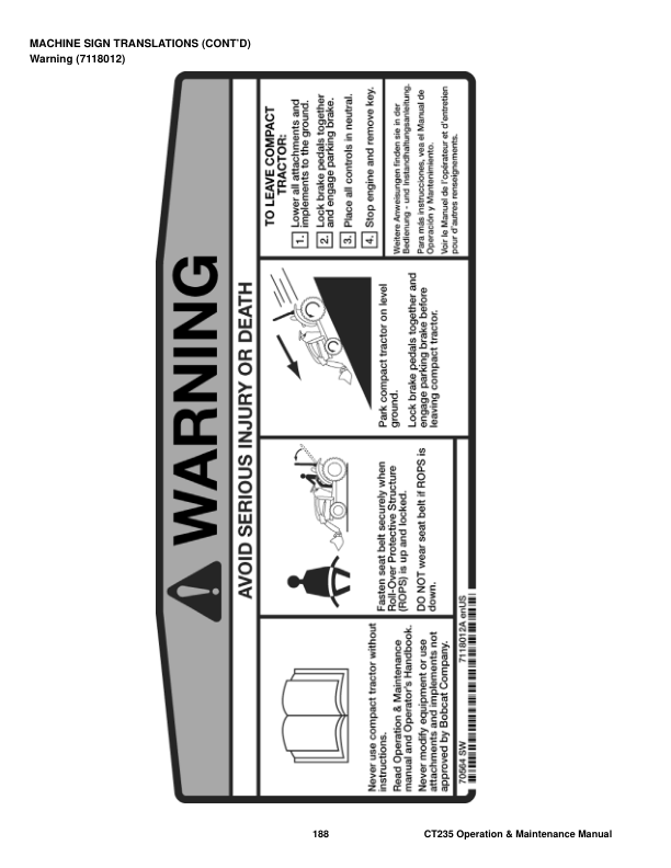 Bobcat CT235 Compact Tractor Operation and Maintenance Manual A9JY AU NZ - Image 8
