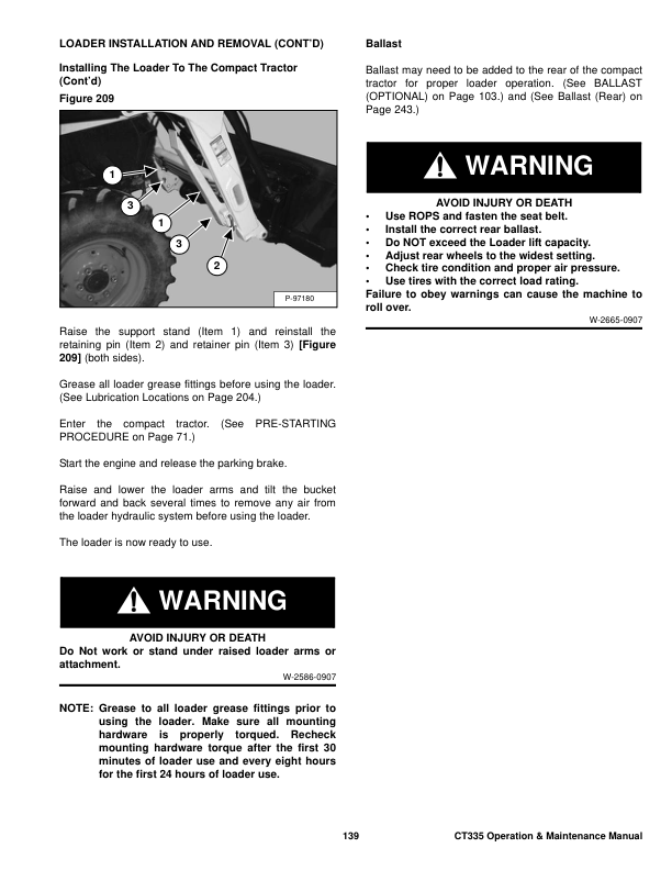 Bobcat CT335 HST SST Compact Tractor Operation and Maintenance Manual ABH8 AK9G AU NZ - Image 6
