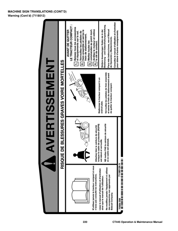 Bobcat CT445 HST SST Compact Tractor Operation and Maintenance Manual ABHL AKB9 AU NZ - Image 8
