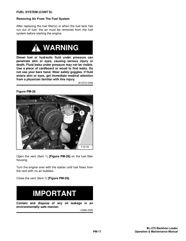 Bobcat Ingersoll-Rand BL-275 Backhoe Loader Operation and Maintenance Manual 57301101 B Series - Image 12