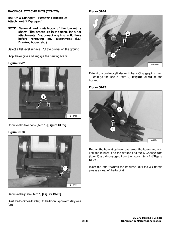 Bobcat Ingersoll-Rand BL-275 Backhoe Loader Operation and Maintenance Manual 57301101 B Series - Image 11