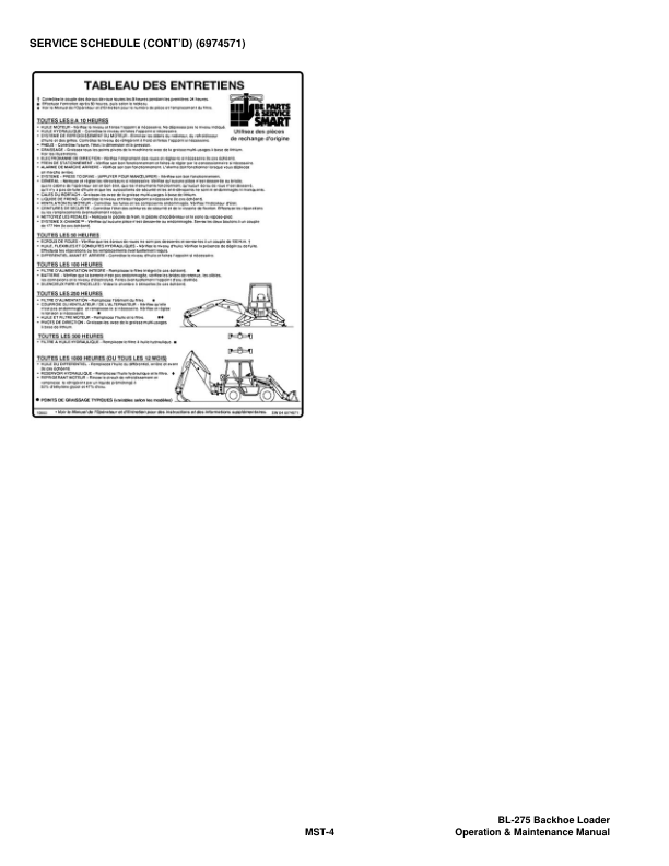 Bobcat Ingersoll-Rand BL-275 Backhoe Loader Operation and Maintenance Manual 57301101 B Series - Image 7