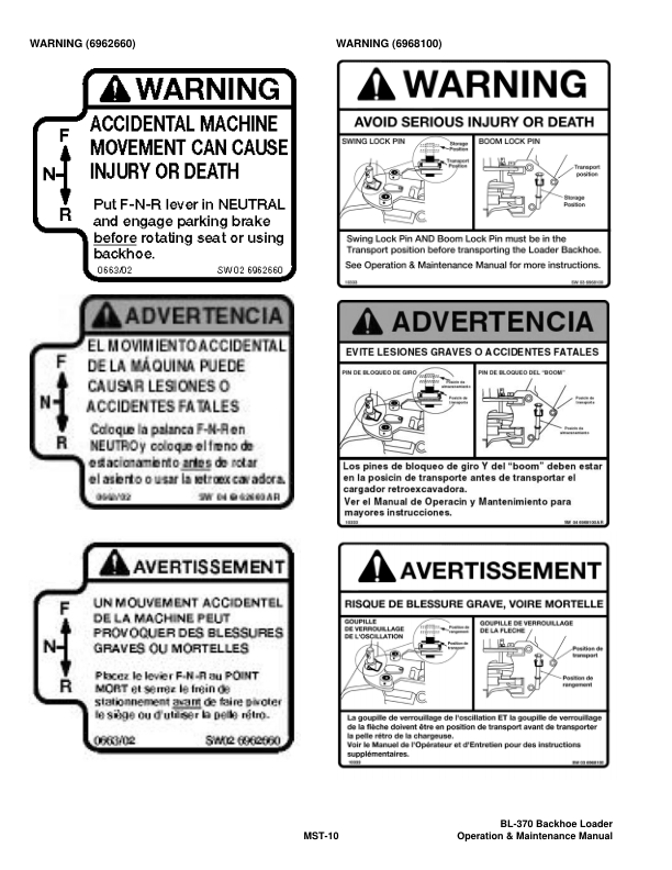 Bobcat Ingersoll-Rand BL-370 Backhoe Loader Operation and Maintenance Manual 573211001 B Series - Image 7