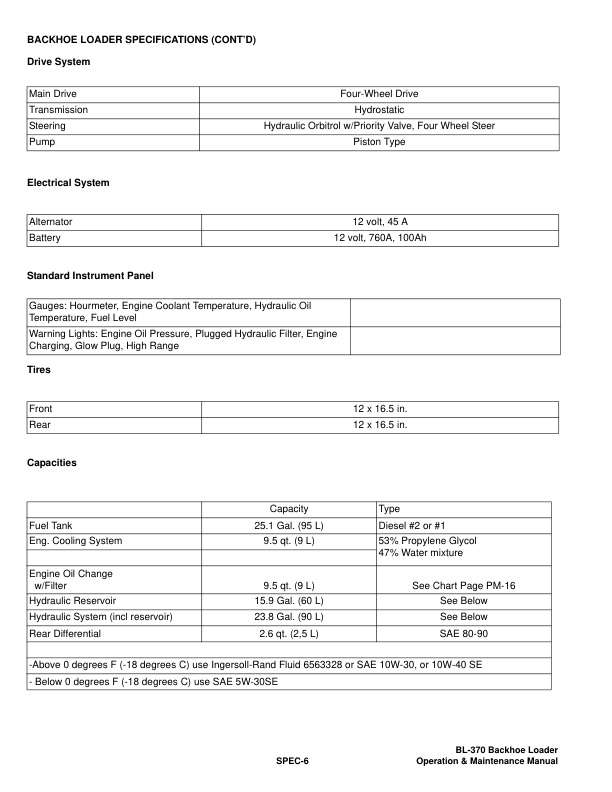 Bobcat Ingersoll-Rand BL-370 Backhoe Loader Operation and Maintenance Manual 573211001 B Series - Image 8