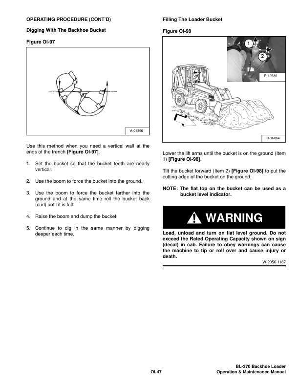 Bobcat Ingersoll-Rand BL-370 Backhoe Loader Operation and Maintenance Manual 573211001 B Series - Image 11