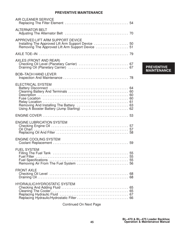 Bobcat Ingersoll-Rand BL-470 BL-475 Backhoe Loader Operation and Maintenance Manual 5705 5719 - Image 9