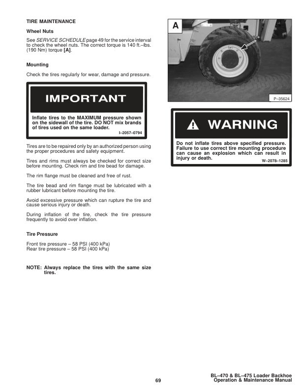 Bobcat Ingersoll-Rand BL-470 BL-475 Backhoe Loader Operation and Maintenance Manual 5705 5719 - Image 11