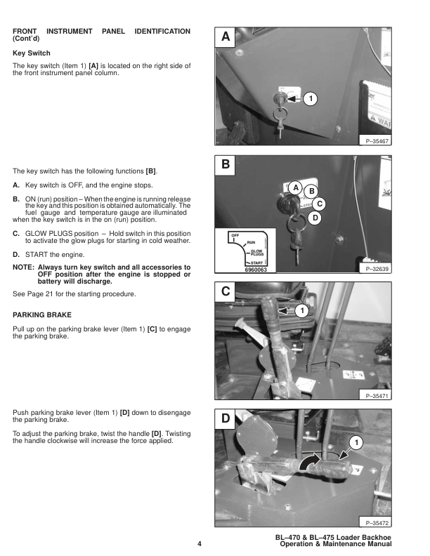 Bobcat Ingersoll-Rand BL-470 BL-475 Backhoe Loader Operation and Maintenance Manual 5705 5719 - Image 6