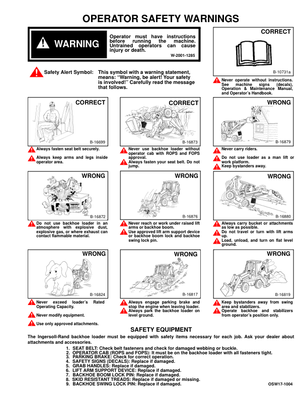 Bobcat Ingersoll-Rand BL-570 Backhoe Loader Operation and Maintenance Manual 572611001 B Series - Image 3