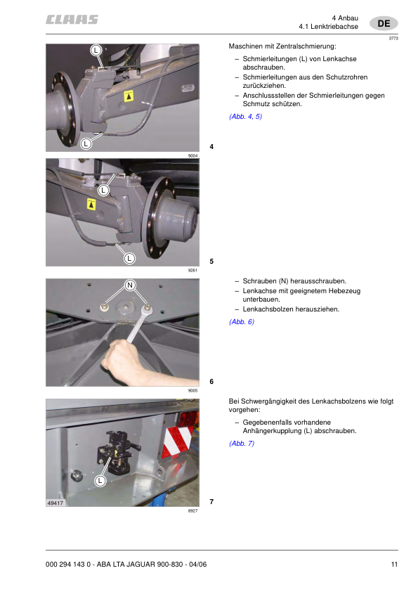 Claas Jaguar 900 830 Forage Harvester Driven Steering Axle Fitting Instructions - Image 7